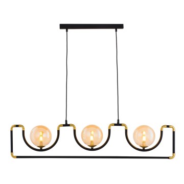 Jupiter 1989 - Ljuskrona med textilsladd HANZA 3xG9/10W/230V svart/guld/beige