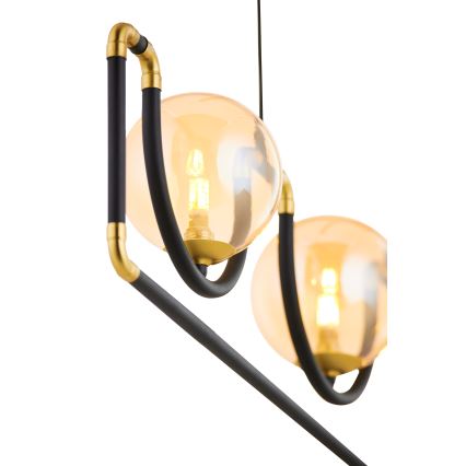 Jupiter 1989 - Ljuskrona med textilsladd HANZA 3xG9/10W/230V svart/guld/beige