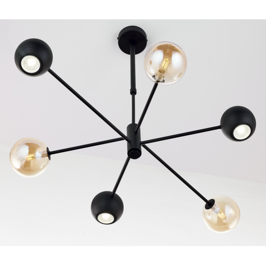Jupiter 1993 - Pendelkrona MOKA 3xGU10/10W/230V + 3xG9/10W/230V svart/beige