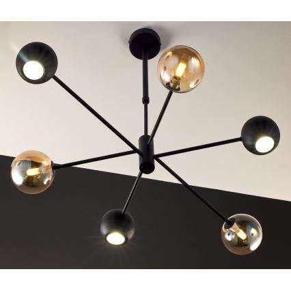 Jupiter 1993 - Pendelkrona MOKA 3xGU10/10W/230V + 3xG9/10W/230V svart/beige