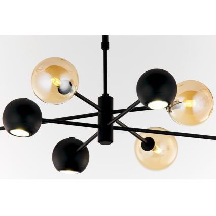 Jupiter 1994 - Pendelkrona MOKA 4xGU10/10W/230V + 4xG9/10W/230V svart/beige