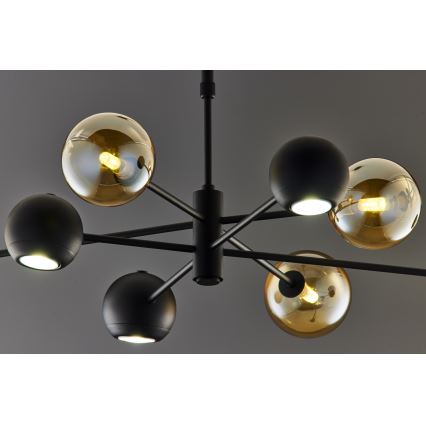 Jupiter 1994 - Pendelkrona MOKA 4xGU10/10W/230V + 4xG9/10W/230V svart/beige