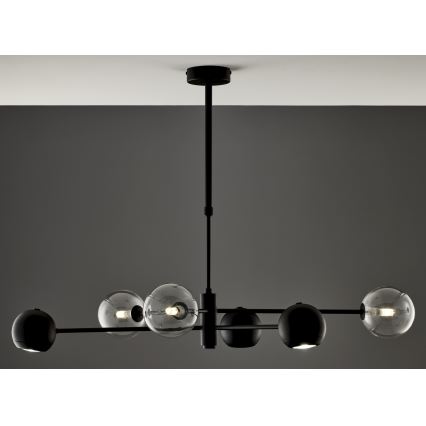 Jupiter 1995 - Pendelkrona MOKA 3xGU10/10W/230V + 3xG9/10W/230V svart/genomskinlig