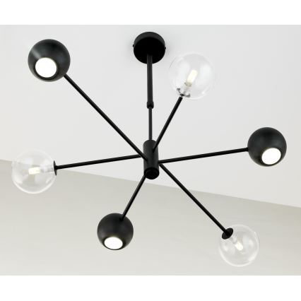 Jupiter 1995 - Pendelkrona MOKA 3xGU10/10W/230V + 3xG9/10W/230V svart/genomskinlig