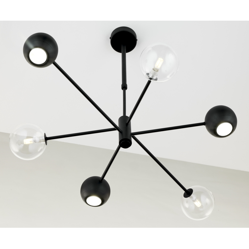 Jupiter 1995 - Pendelkrona MOKA 3xGU10/10W/230V + 3xG9/10W/230V svart/genomskinlig