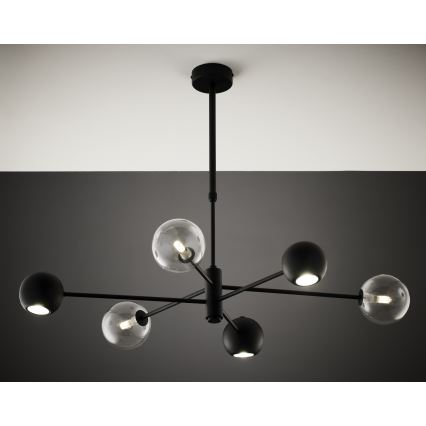 Jupiter 1995 - Pendelkrona MOKA 3xGU10/10W/230V + 3xG9/10W/230V svart/genomskinlig