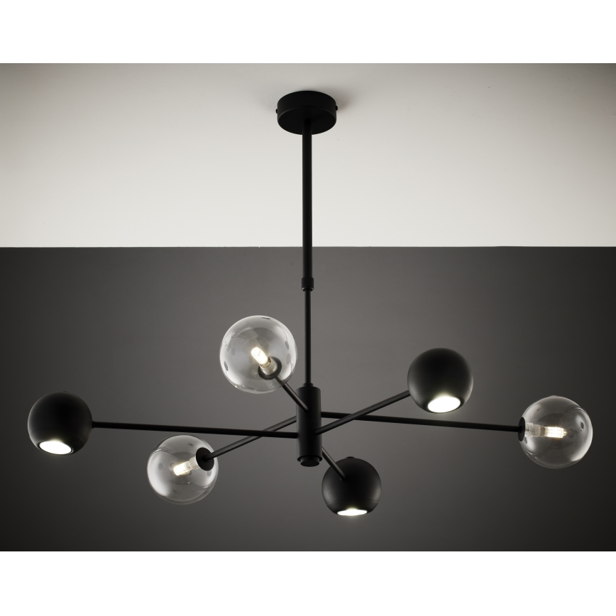 Jupiter 1995 - Pendelkrona MOKA 3xGU10/10W/230V + 3xG9/10W/230V svart/genomskinlig