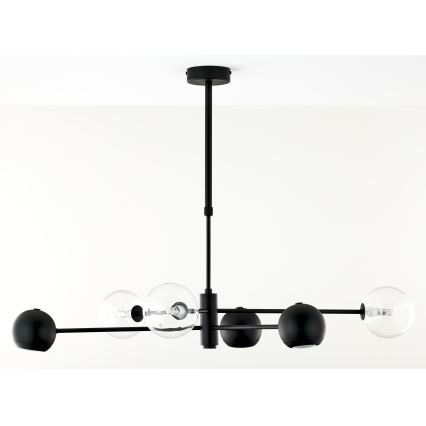 Jupiter 1995 - Pendelkrona MOKA 3xGU10/10W/230V + 3xG9/10W/230V svart/genomskinlig
