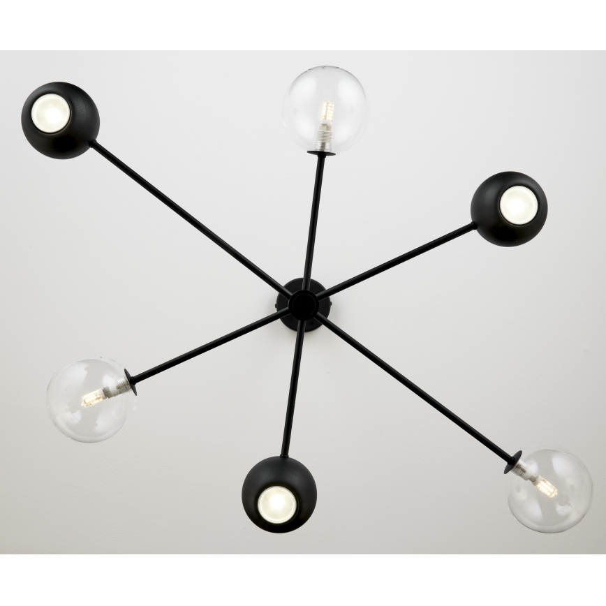 Jupiter 1995 - Pendelkrona MOKA 3xGU10/10W/230V + 3xG9/10W/230V svart/genomskinlig