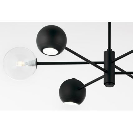Jupiter 1995 - Pendelkrona MOKA 3xGU10/10W/230V + 3xG9/10W/230V svart/genomskinlig
