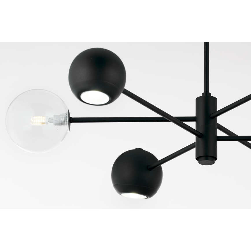 Jupiter 1995 - Pendelkrona MOKA 3xGU10/10W/230V + 3xG9/10W/230V svart/genomskinlig