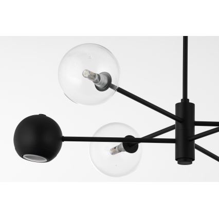 Jupiter 1995 - Pendelkrona MOKA 3xGU10/10W/230V + 3xG9/10W/230V svart/genomskinlig