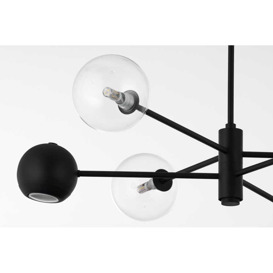 Jupiter 1995 - Pendelkrona MOKA 3xGU10/10W/230V + 3xG9/10W/230V svart/genomskinlig