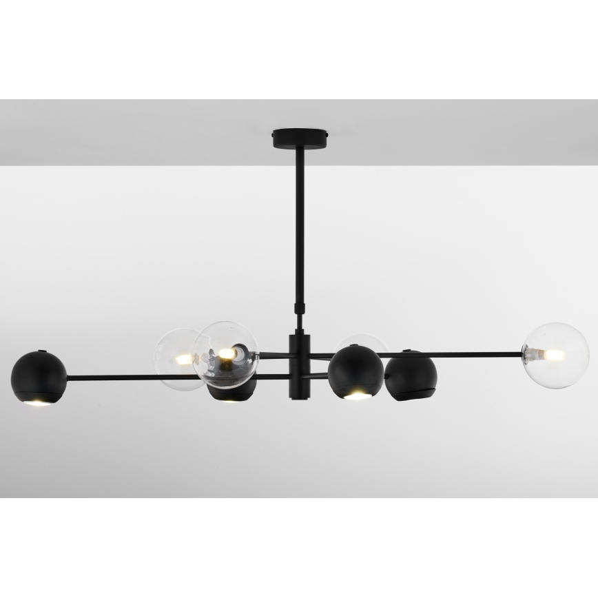 Jupiter 1996 - Pendelkrona MOKA 4xGU10/10W/230V + 4xG9/10W/230V svart/genomskinlig