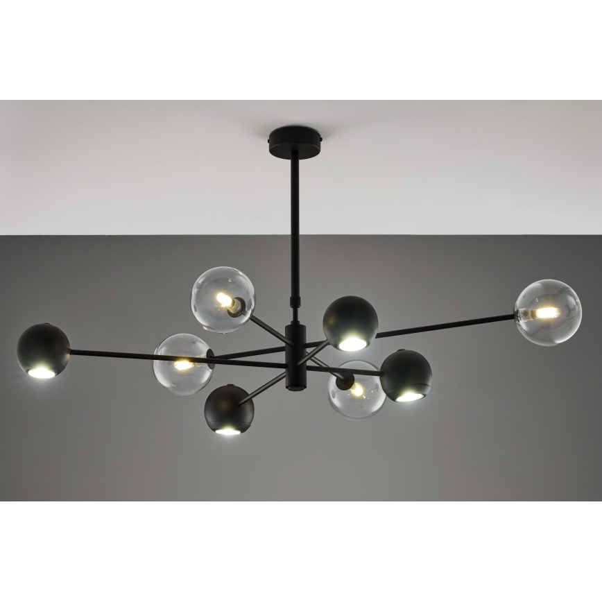 Jupiter 1996 - Pendelkrona MOKA 4xGU10/10W/230V + 4xG9/10W/230V svart/genomskinlig