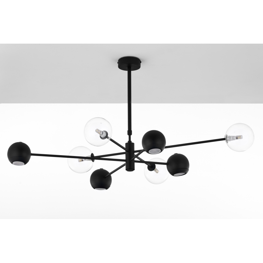 Jupiter 1996 - Pendelkrona MOKA 4xGU10/10W/230V + 4xG9/10W/230V svart/genomskinlig