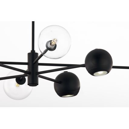 Jupiter 1996 - Pendelkrona MOKA 4xGU10/10W/230V + 4xG9/10W/230V svart/genomskinlig
