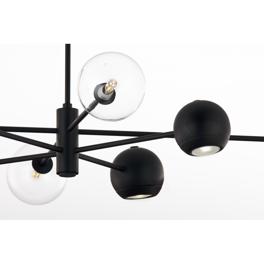 Jupiter 1996 - Pendelkrona MOKA 4xGU10/10W/230V + 4xG9/10W/230V svart/genomskinlig