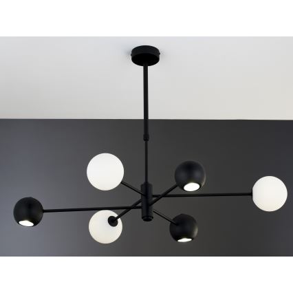 Jupiter 1997 - Pendelkrona MOKA 3xGU10/10W/230V + 3xG9/10W/230V svart/vit
