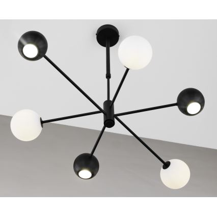 Jupiter 1997 - Pendelkrona MOKA 3xGU10/10W/230V + 3xG9/10W/230V svart/vit
