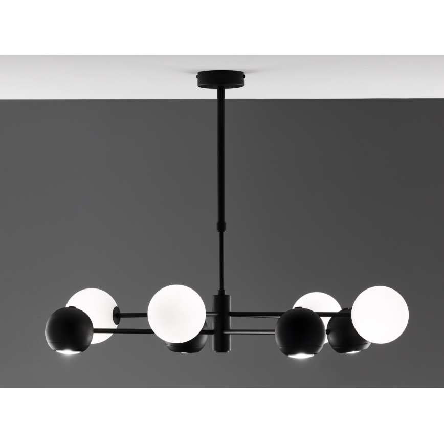 Jupiter 1998 - Pendelkrona MOKA 4xGU10/10W/230V + 4xG9/10W/230V svart/vit
