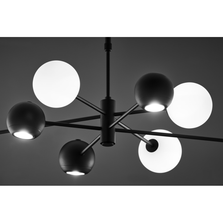 Jupiter 1998 - Pendelkrona MOKA 4xGU10/10W/230V + 4xG9/10W/230V svart/vit