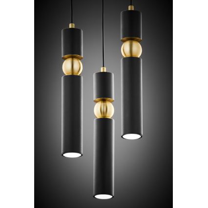 Jupiter 2013 - Ljuskrona med textilsladd ALAS 3xGU10/10W/230V svart/guld
