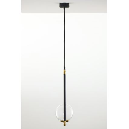 Jupiter 2023 - Ljuskrona med textilsladd ZAFRA 1xG9/10W/230V svart/guld/genomskinlig