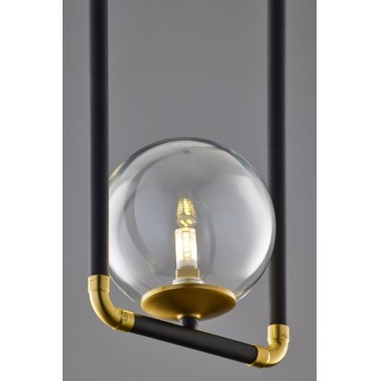 Jupiter 2023 - Ljuskrona med textilsladd ZAFRA 1xG9/10W/230V svart/guld/genomskinlig