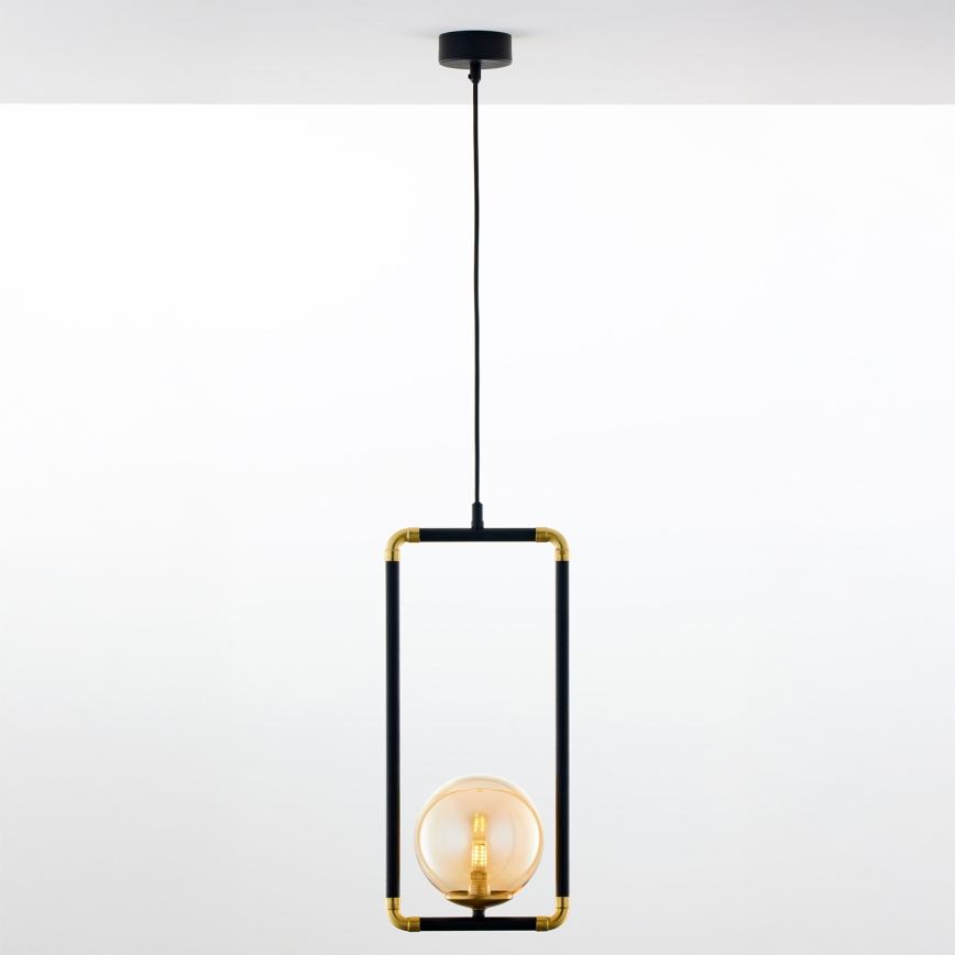 Jupiter 2024 - Ljuskrona med textilsladd ZAFRA 1xG9/10W/230V svart/guld/beige