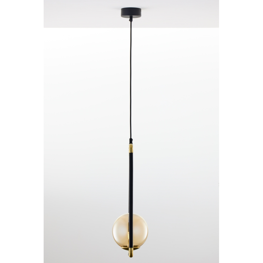 Jupiter 2024 - Ljuskrona med textilsladd ZAFRA 1xG9/10W/230V svart/guld/beige