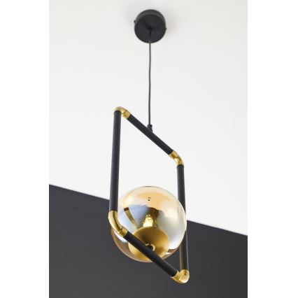 Jupiter 2024 - Ljuskrona med textilsladd ZAFRA 1xG9/10W/230V svart/guld/beige
