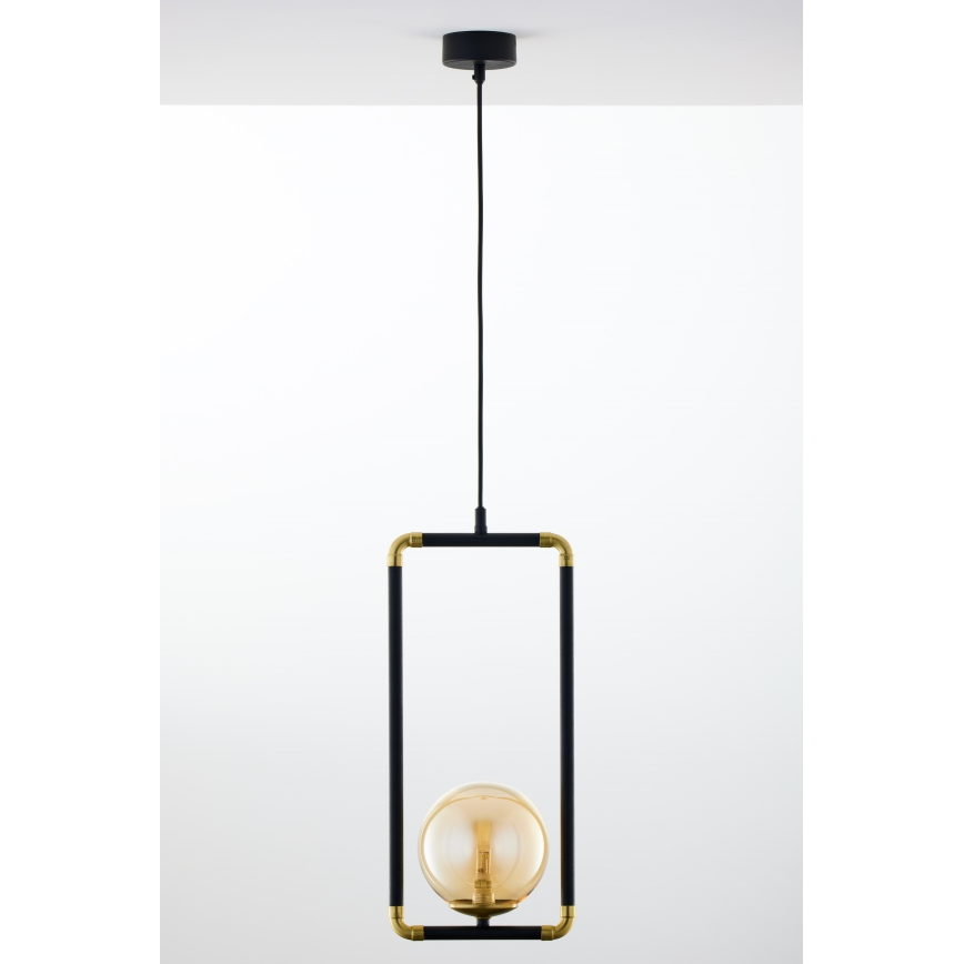 Jupiter 2024 - Ljuskrona med textilsladd ZAFRA 1xG9/10W/230V svart/guld/beige