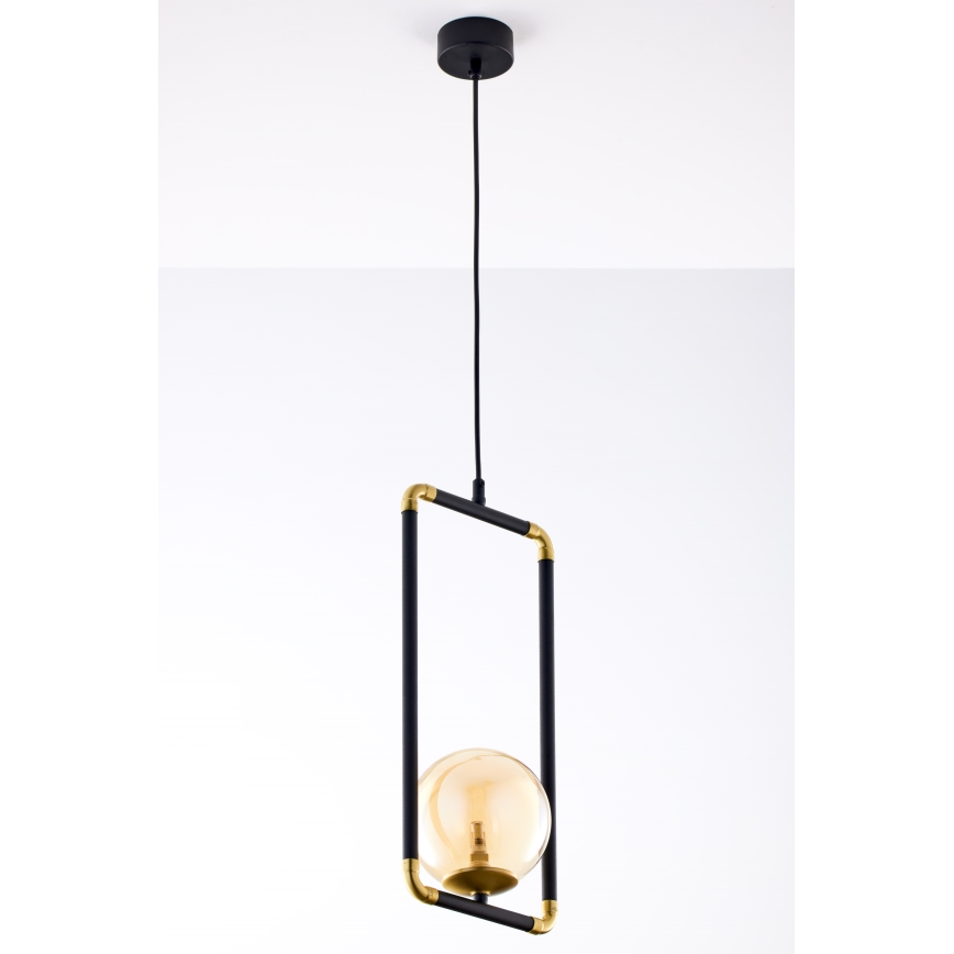 Jupiter 2024 - Ljuskrona med textilsladd ZAFRA 1xG9/10W/230V svart/guld/beige