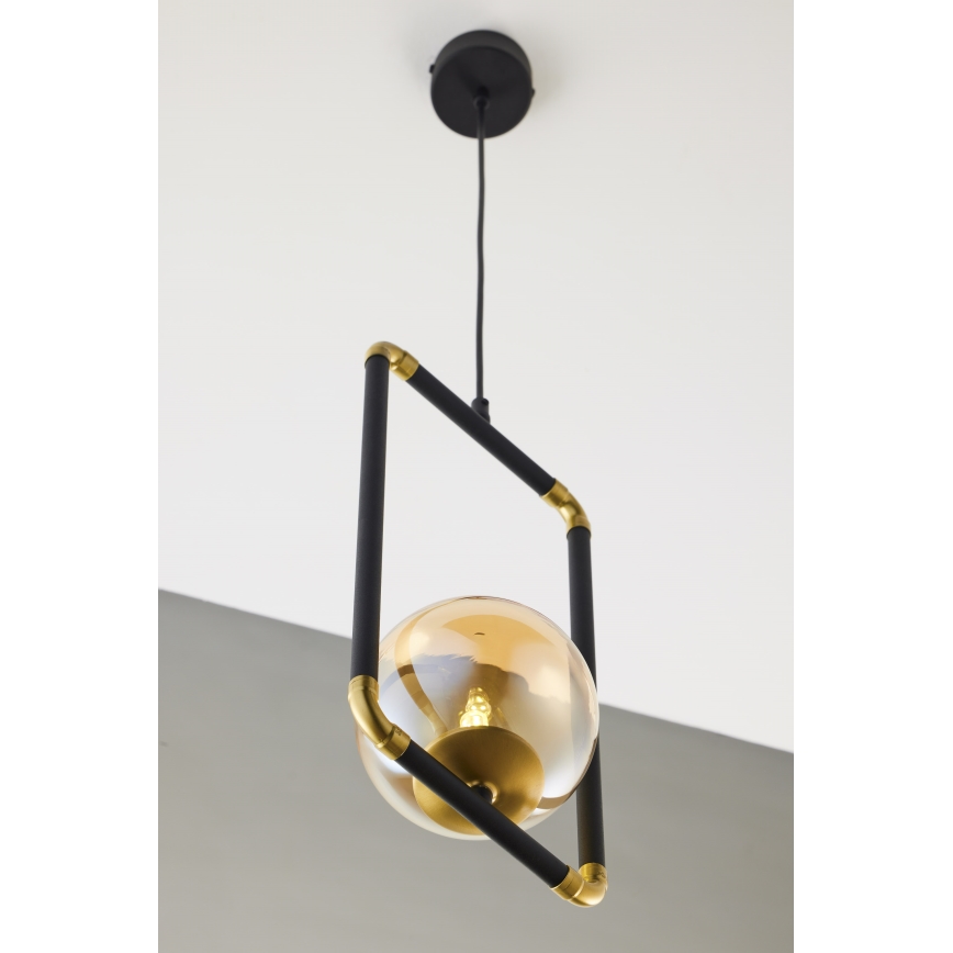 Jupiter 2024 - Ljuskrona med textilsladd ZAFRA 1xG9/10W/230V svart/guld/beige