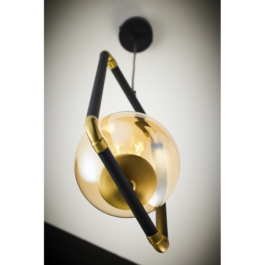 Jupiter 2024 - Ljuskrona med textilsladd ZAFRA 1xG9/10W/230V svart/guld/beige