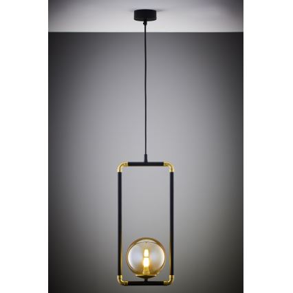 Jupiter 2024 - Ljuskrona med textilsladd ZAFRA 1xG9/10W/230V svart/guld/beige