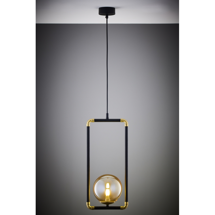 Jupiter 2024 - Ljuskrona med textilsladd ZAFRA 1xG9/10W/230V svart/guld/beige