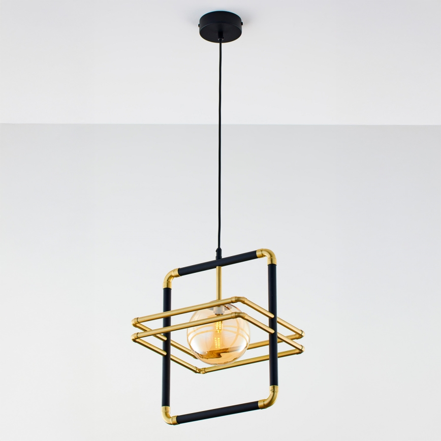 Jupiter 2025 - Ljuskrona med textilsladd FIORI 1xG9/10W/230V svart/guld/beige