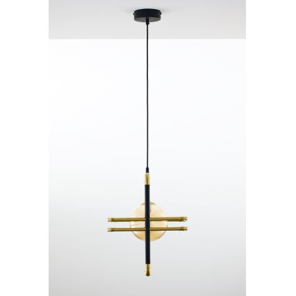 Jupiter 2025 - Ljuskrona med textilsladd FIORI 1xG9/10W/230V svart/guld/beige