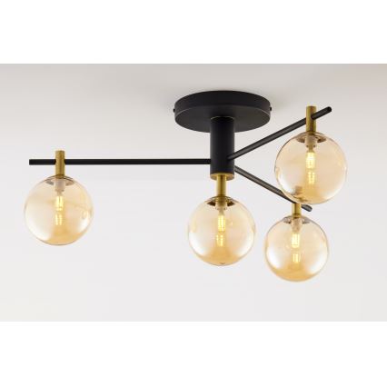Jupiter 2031 - Ytmonterad ljuskrona FIGARO 4xG9/10W/230V svart/guld/beige