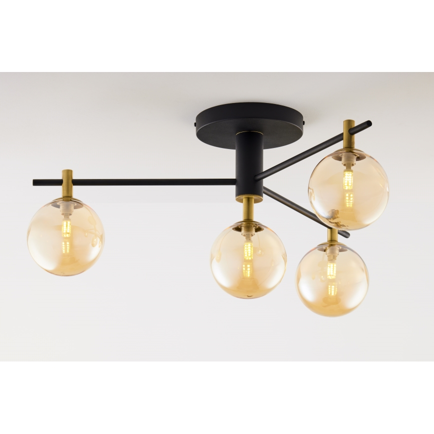 Jupiter 2031 - Ytmonterad ljuskrona FIGARO 4xG9/10W/230V svart/guld/beige