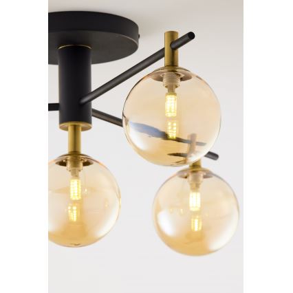 Jupiter 2031 - Ytmonterad ljuskrona FIGARO 4xG9/10W/230V svart/guld/beige
