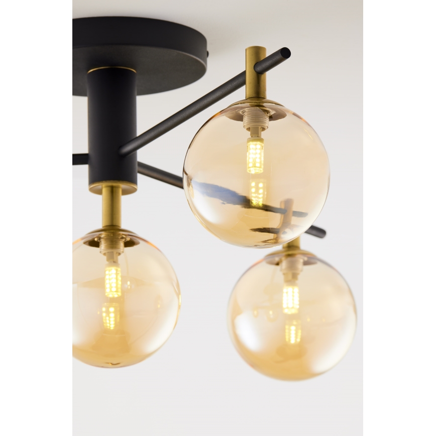 Jupiter 2031 - Ytmonterad ljuskrona FIGARO 4xG9/10W/230V svart/guld/beige