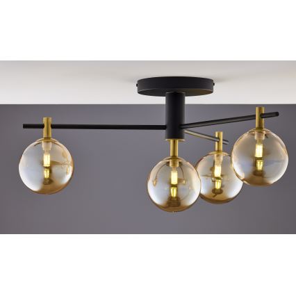 Jupiter 2031 - Ytmonterad ljuskrona FIGARO 4xG9/10W/230V svart/guld/beige