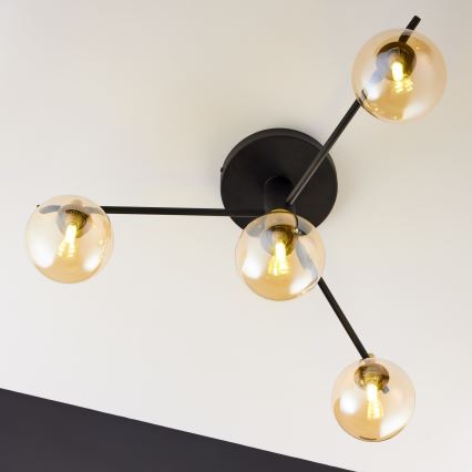 Jupiter 2031 - Ytmonterad ljuskrona FIGARO 4xG9/10W/230V svart/guld/beige