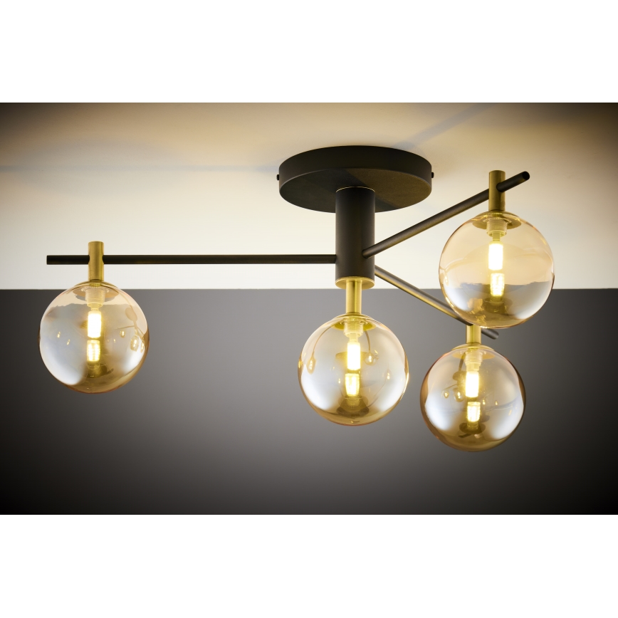 Jupiter 2031 - Ytmonterad ljuskrona FIGARO 4xG9/10W/230V svart/guld/beige