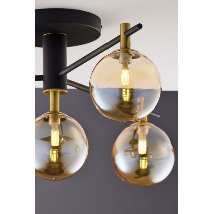 Jupiter 2031 - Ytmonterad ljuskrona FIGARO 4xG9/10W/230V svart/guld/beige
