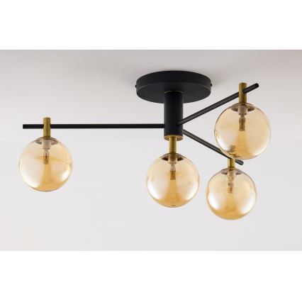 Jupiter 2031 - Ytmonterad ljuskrona FIGARO 4xG9/10W/230V svart/guld/beige