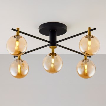 Jupiter 2032 - Ytmonterad ljuskrona FIGARO 5xG9/10W/230V svart/guld/beige